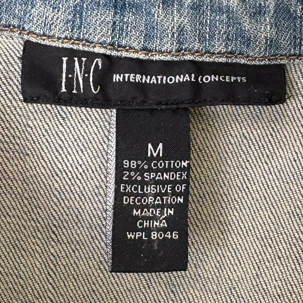 INC Vintage Y2K Embroidered Crown Rhinestone Jean Jacket Denim Jacket M - Picture 8 of 12